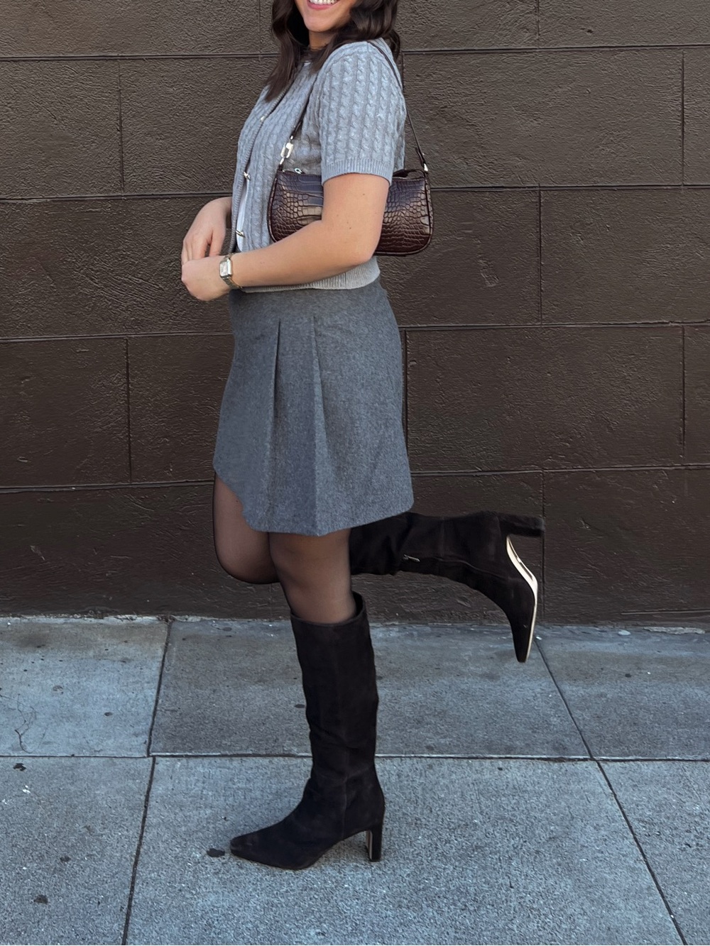 Gray pleated skort
